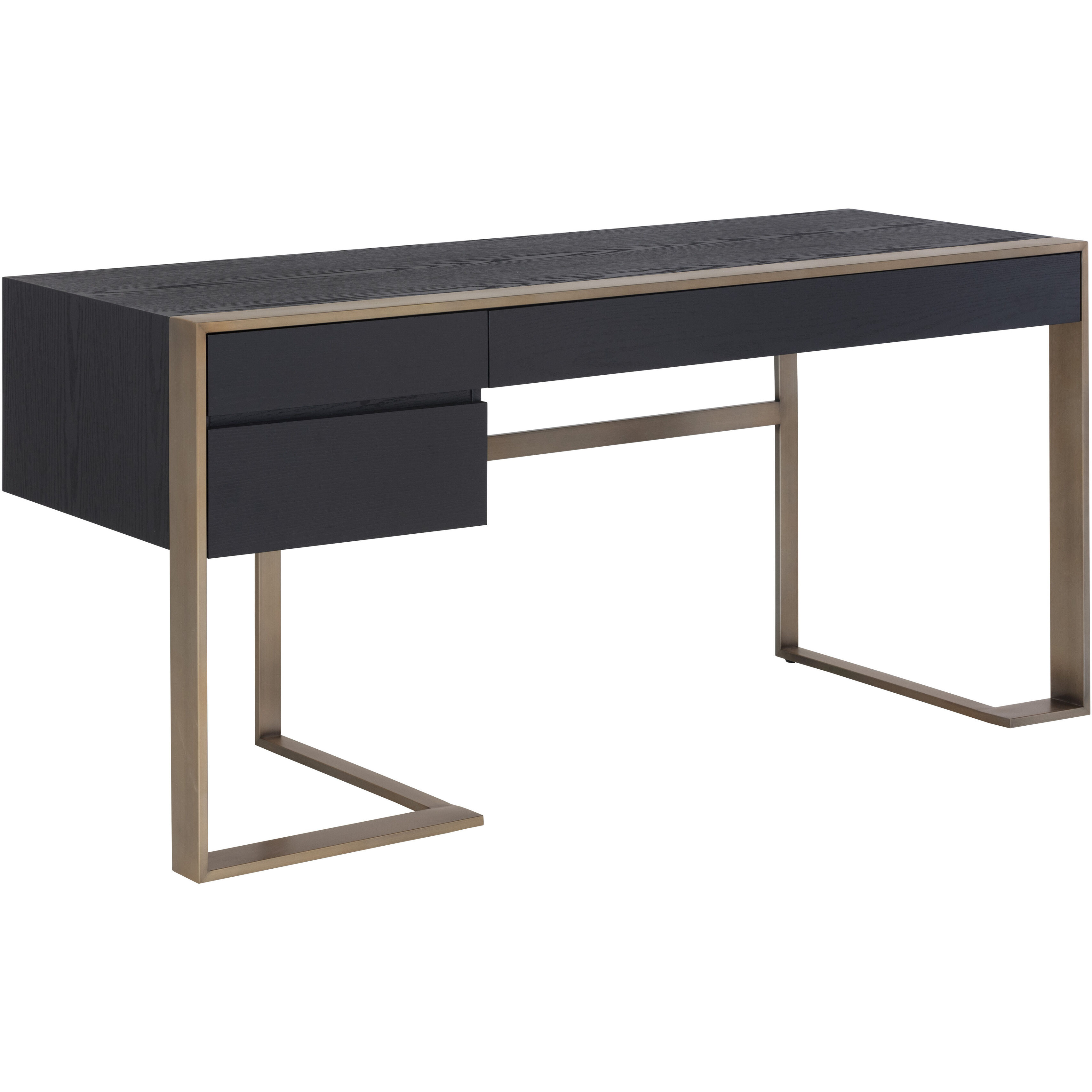 Dalton 63 X 23.75 inch Antique Brass / Black Desk